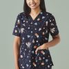 Womens Space Party Scrub Top