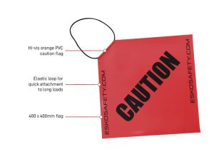 Hi-Vis CAUTION Long Load Flag with elastic loop 400 X 400mm