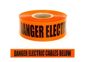 Trench Warning Tape "DANGER ELECTRICAL CABLE", Blk/Orange, 75mm x 250m