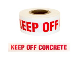 Barrier Warning Tape "KEEP OFF CONCRETE" Red on White, 75mm x 250m