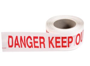 Economy Barrier Warning Tape "DANGER KEEP OUT" Red on White, 75mm x 250m