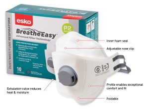 BREATHE EASY? Flat Fold Dust mask, P2 with exhalation valve, 10/Box