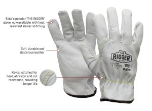 ESKO Natural Cowgrain 'A' grade Leather Rigger Glove with Kevlar stitching E280K