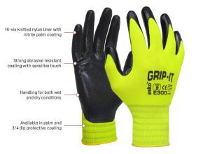 GRIP-IT?, Black nitrile palm coating with Hi-vis Yellow nylon liner