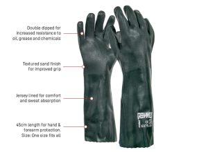 GREEN SHIELD Green PVC double dipped glove with interlock liner 45cm