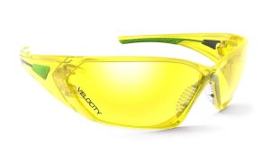 VELOCITY? safety spec, anti-fog/anti-scratch coated, Nose Pad,  Amber Lens