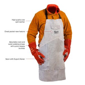 FUSION? Welders Apron, Quality Chrome Leather, Kevlar Stitched, Size Large