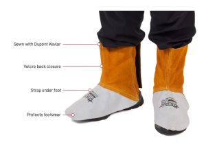 FUSION? Welders Spats, Quality Chrome Leather, Kevlar Stitched, Velcro Straps