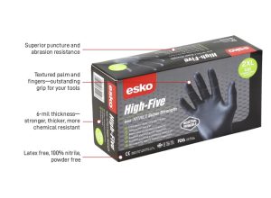 HIGH FIVE? Disposable H/Duty BLACK Nitrile gloves, Powder Free, Box/100pcs