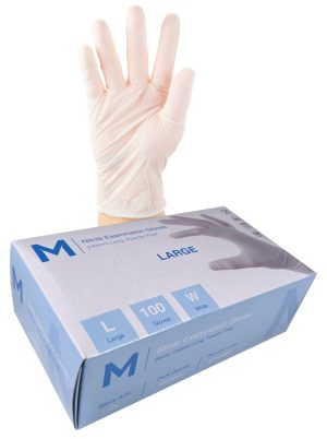 Hand Protection - Nitrile Examination Gloves L White