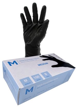 Hand Protection - Nitrile Examination Gloves M Black