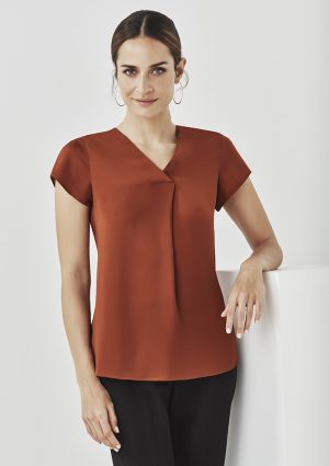 Womens Kayla V-neck Pleat Blouse RB967LS