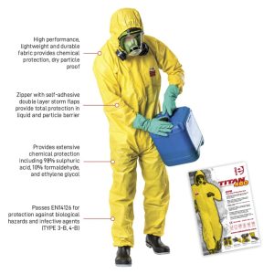 TITAN 460 Chemical Protection Suit, Yellow,BioHazard,Chemical & Infection Protection