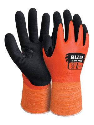 BLADE? Cut 5 Orange Nitrile Liquid Proof Full Coat Glove