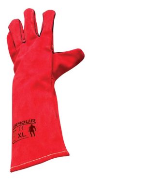 Armour? Leather Red Welding Glove (Lefties) - 40cm