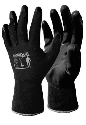Armour? Black Flat Nitrile Open Back Glove