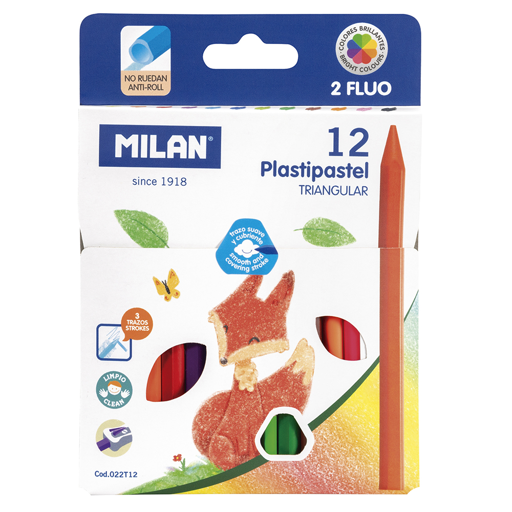 MILAN Plastipastel Box – 6 Dreieckige Buntstifte Für Kinder, Sauber & Kräftig
