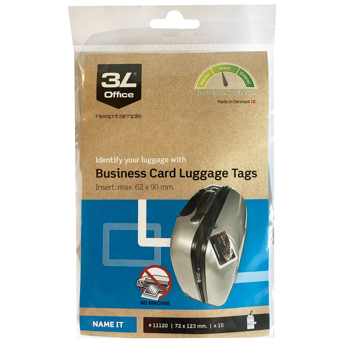 3L Business Card Luggage Tags 62x90mm 10 Pack Kiwi Business