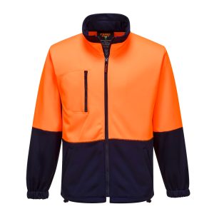 Water Repellent Brush Fleece Jacket - MH315ONR - Orange/Navy