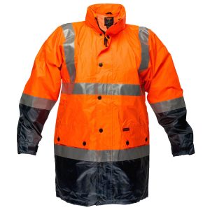 Eyre Lightweight Hi-Vis Rain Jacket with Tape - MJ306ONR - Orange/Navy