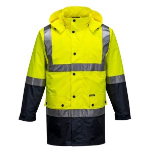 Eyre Lightweight Hi-Vis Rain Jacket with Tape - MJ306YNR - Yellow/Navy