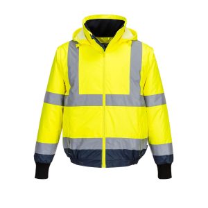 Hi-Vis Essential 2-in-1 Bomber Jacket with tape - MJ464YNR - Yellow/Navy
