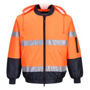 Hi-Vis Bomber Jacket with Tape - MJ504ONR - Orange/Navy