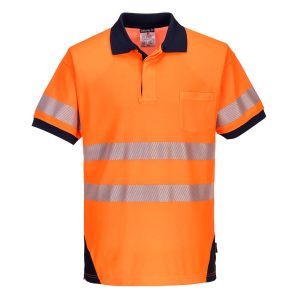 PW3 Hi-Vis Polo Shirt S/S - T182ONR - Orange/Navy