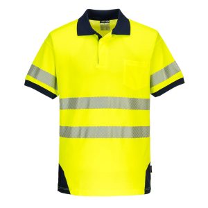 PW3 Hi-Vis Polo Shirt S/S - T182YNR - Yellow/Navy