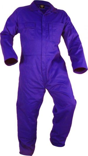 Caution L/S Polycotton Zip Overall - Royal Blue - PCO3000