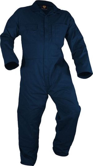 Caution Long Sleeve 100% Cotton Zip Overall - Navy PCO3100-NA