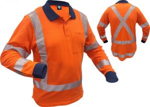 Caution TTMC-W17 L/S 100% Cotton Mesh Polo -X-Back - Orange - PCP1227