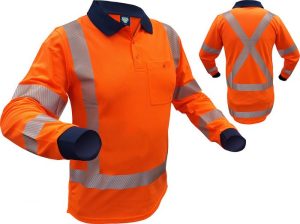 Caution TTMC-W17 L/S Polyester Mesh Polo - X-Back - Orange - PCP1229