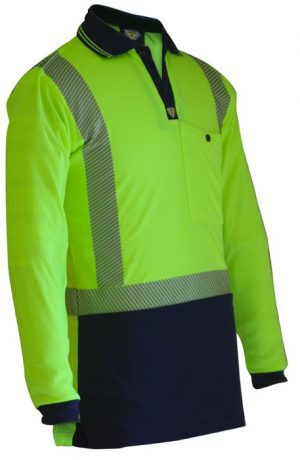 Caution D/N L/S Segmented Tape Micro Fibre Polo - PCP1233