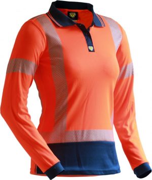 Caution D/N L/S Segmented Tape Women's Micro Fibre Polo - PCP1235