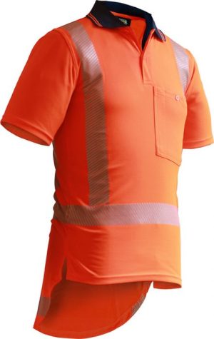 Caution S/S TTMC-W Segmented Tape Micro Fibre Polo - Orange - PCP1240